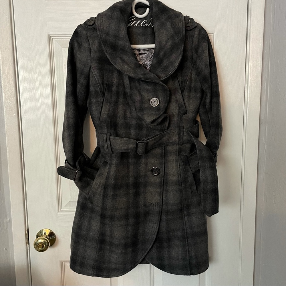 Stunning Gray Wool Guess Women’s Pea Coat Size Small